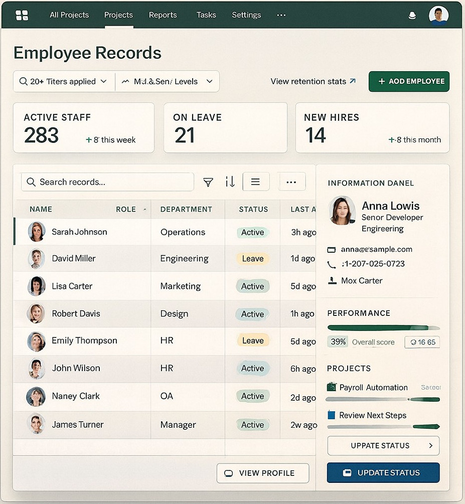Enterprise application interface example